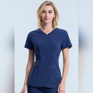 Cherokee Infinity Shirttail V-Neck Scrub Top in Navy Size 3X